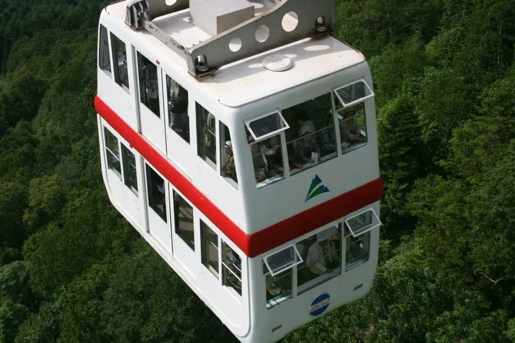 Double-decker gondola at Shinhotaka Ropeway